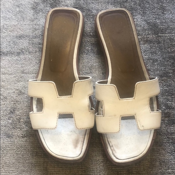Hermes | Shoes | Hermes White Sandals Size 37 | Poshmark